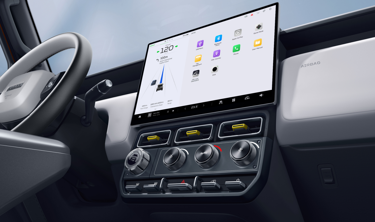 15.4” Quad HD Touchscreen with Wireless Apple Carplay/Android Auto