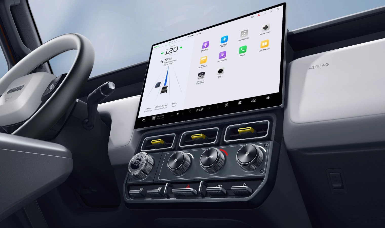 15.4” Quad HD Touchscreen with Wireless Apple Carplay/Android Auto